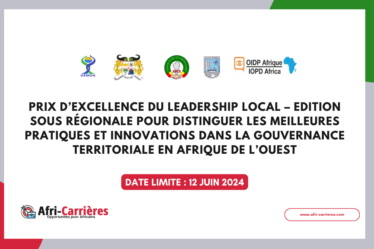 Prix Dexcellence Du Leadership Local – Edition Sous Regionale