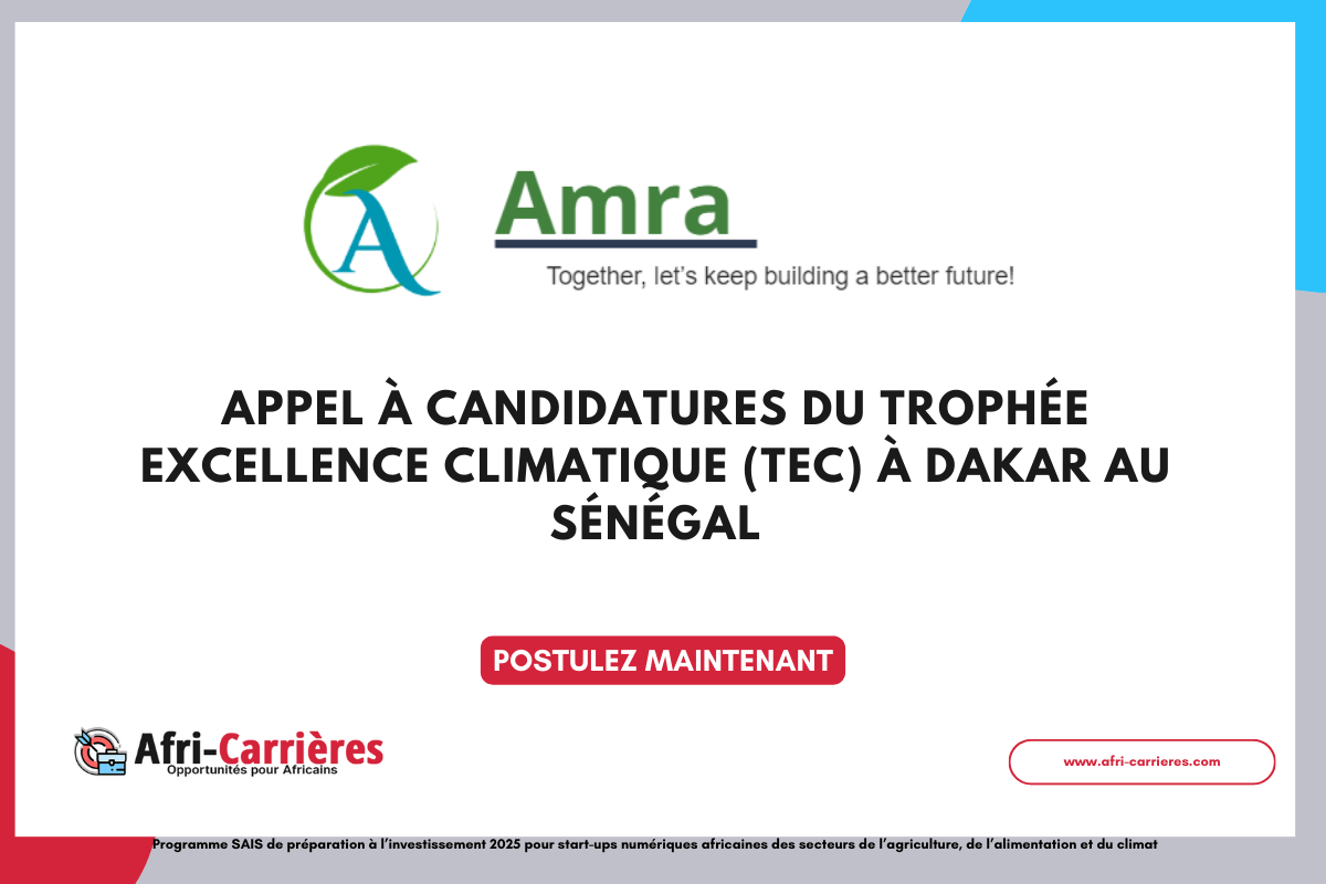 Appel a Candidatures du Trophee Excellence Climatique TEC a Dakar au Senegal 1