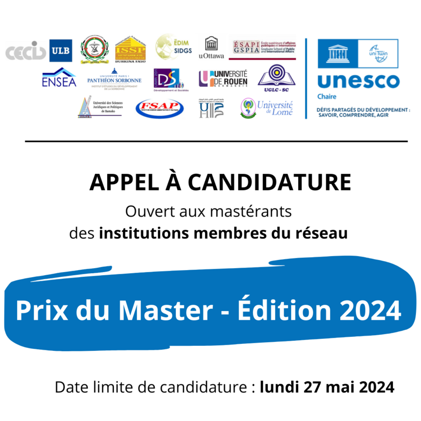 Appel a candidature Prix du Master UNESCO 2024