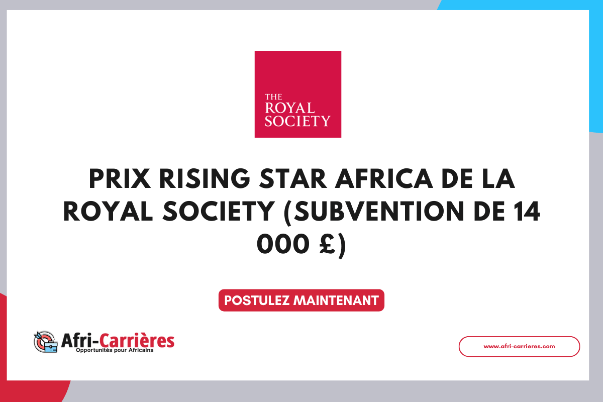 Prix Rising Star Africa de la Royal Society subvention de 14 000