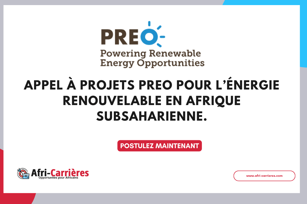 Appel a projets PREO 2025 pour lenergie renouvelable en Afrique subsaharienne