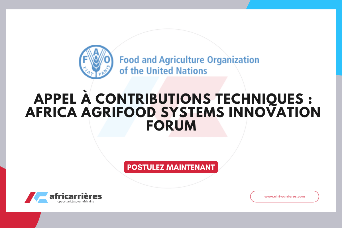 Appel a contributions techniques Africa Agrifood Systems Innovation Forum 2026