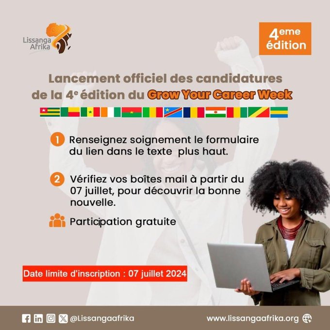 Lissanga Afrika lance lappel a Candidature au Grow Your Career Week 2024