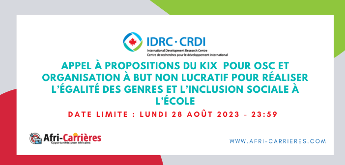 Appel a propositions du KIX pour OSC et Organisation a but non lucratif pour realiser legalite des genres et linclusion sociale a lecole