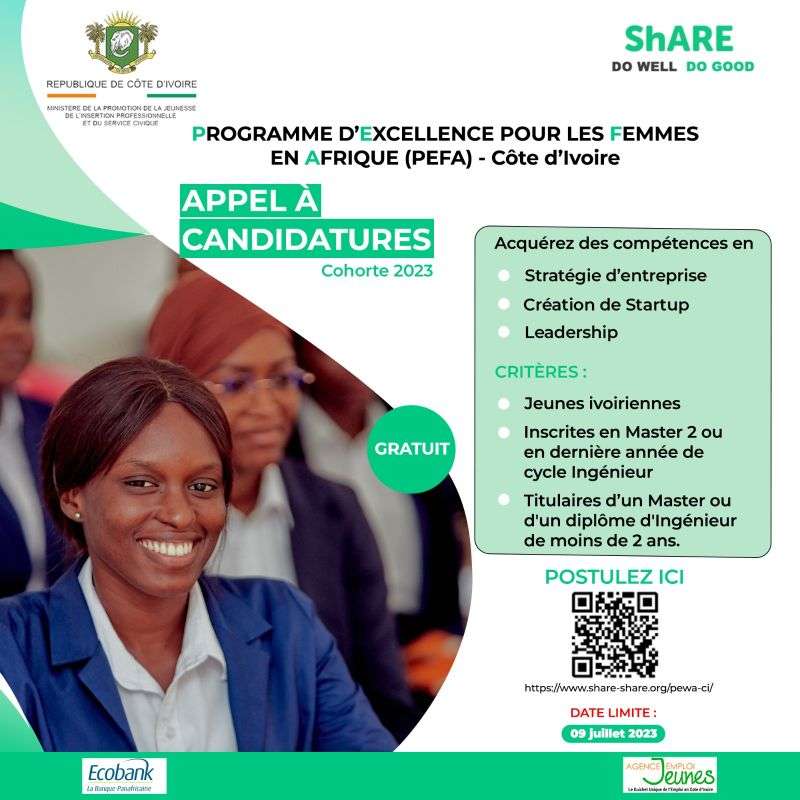 Inscription a la deuxieme cohorte du Programme dExcellence pour les Femmes en Afrique PEFA Cote dIvoire