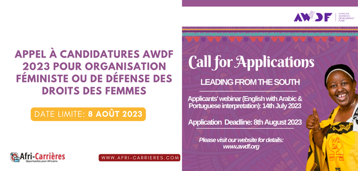 Appel a candidatures AWDF 2023 pour organisation feministe ou de defense des droits des femmes
