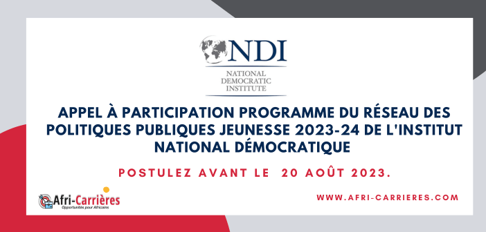 Appel a participation Programme du Reseau des politiques publiques jeunesse 2023 24 de lInstitut National Democratique
