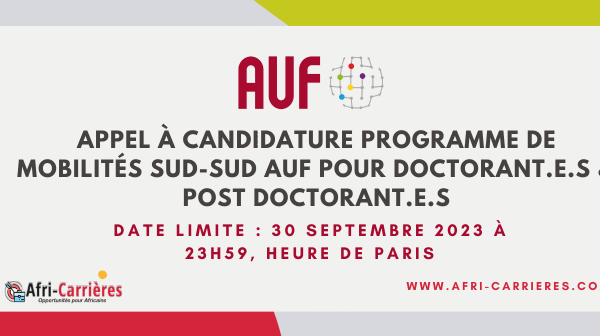 Appel a candidature Programme de mobilites sud sud AUF pour doctorant.e.s post doctorant.e.s 1