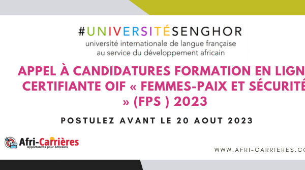 Appel a candidatures formation en ligne CERTIFIANTE OIF Femmes Paix et Securite FPS 2023 1