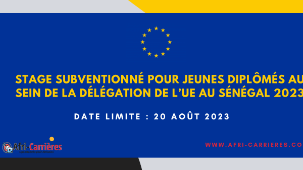 Stage subventionne pour jeunes diplomes au sein de la Delegation de lUE au Senegal 2023