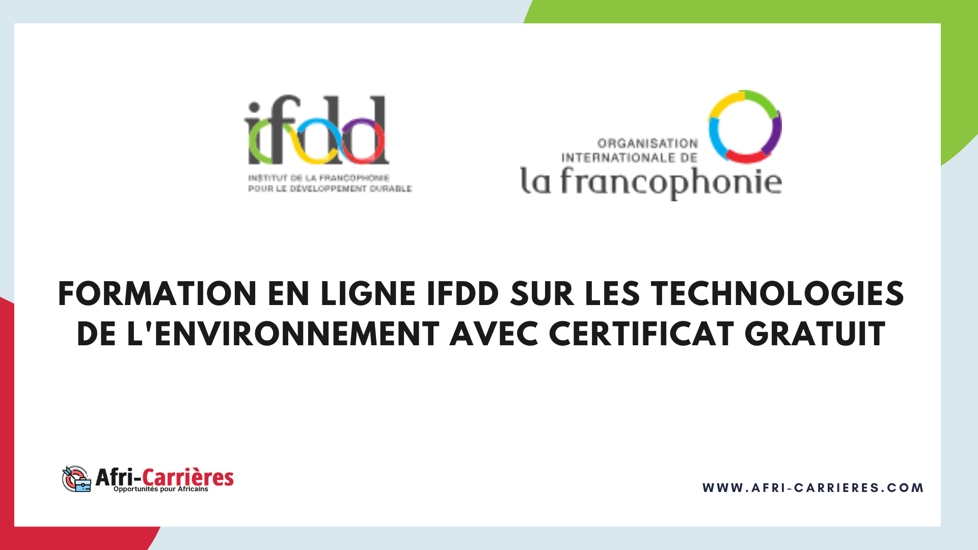 Cours en ligne technologies de lenvironnementde lIFFD