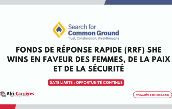 Fonds de reponse rapide SHE WINS 1