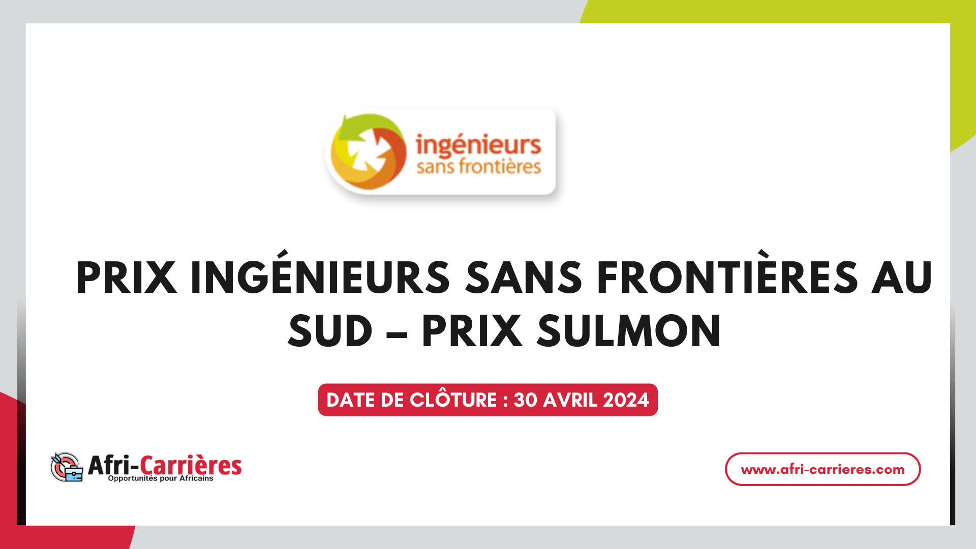 Prix Ingenieurs Sans Frontieres au Sud – Prix Sulmon