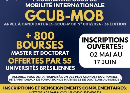 Programme GCUB de Mobilite Internationale 800 bourses detudes au Bresil