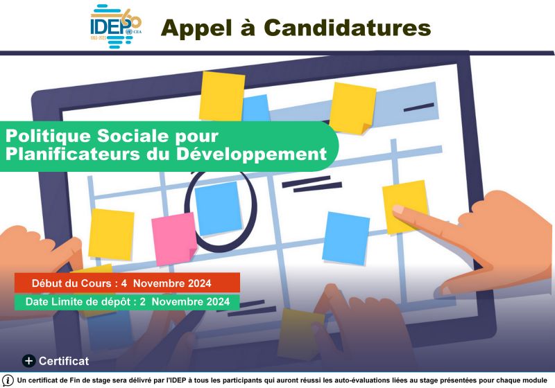 Cours en ligne Politique sociale pour planificateurs du developpement
