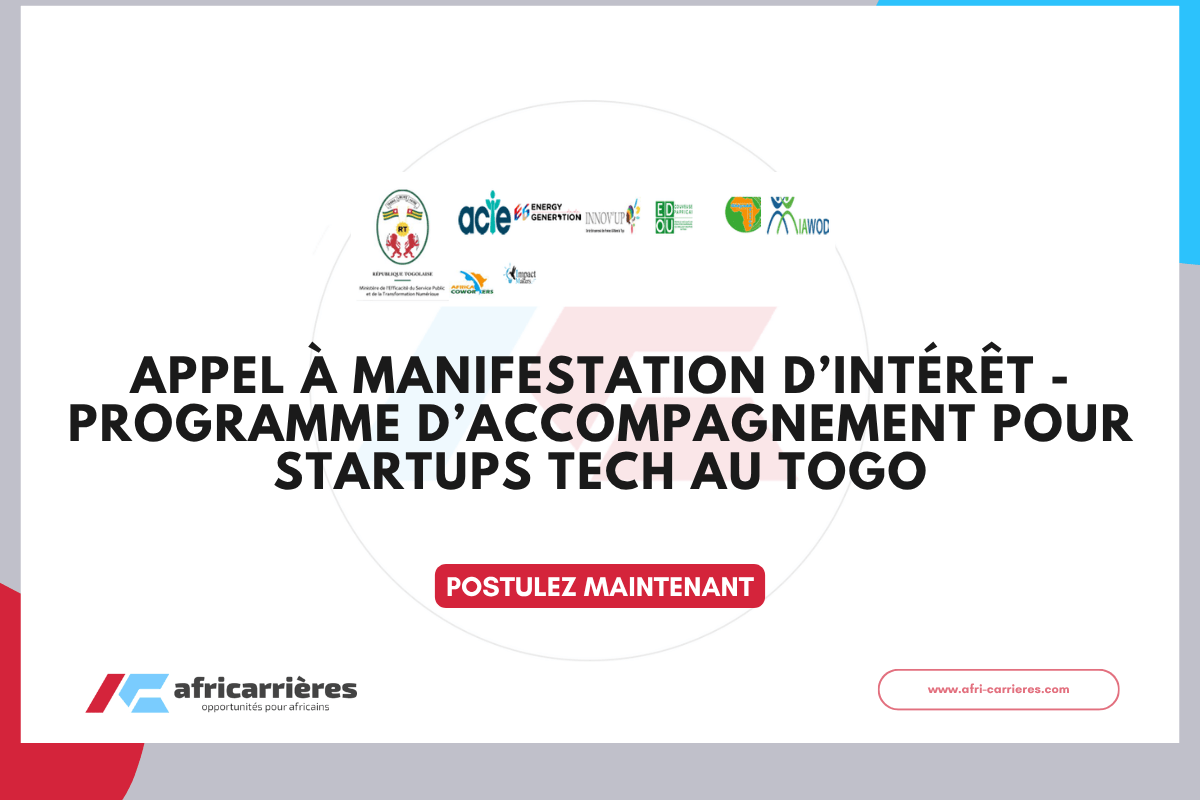 Appel a manifestation dinteret Programme daccompagnement pour startups tech au Togo