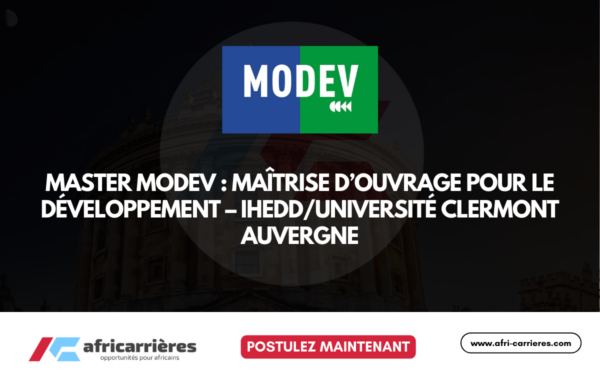 25 bourses AFD pour le Master MODEV 2026 2027 Maitrise dOuvrage pour le Developpement